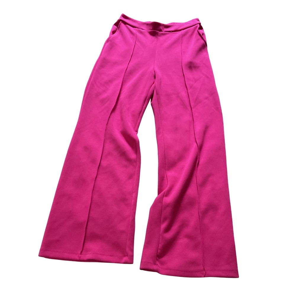 Scoop Womens Hot Pink Wide Leg Pintuck Trousers High Rise Pants XS 0-2
